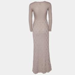 Pre Owned M Missoni Beige Patterned Knit Maxi Dress S