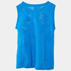 Pre Owned M Missoni Blue Knit Sleeveless Top L