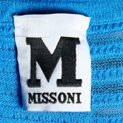 Pre Owned M Missoni Blue Knit Sleeveless Top L