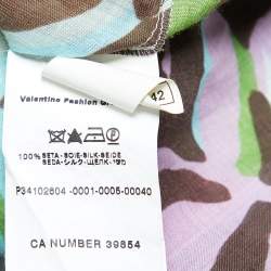 Pre Owned M Missoni Multicolor Printed Ramie & Silk Trim Top M