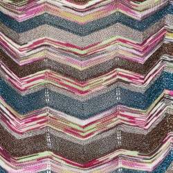 M Missoni Multicolor Zig Zag Pattern Lurex Knit Button Front Coat M