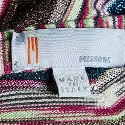 M Missoni Multicolor Zig Zag Pattern Lurex Knit Button Front Coat M