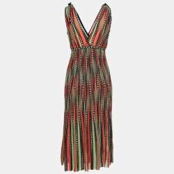 Pre Owned M Missoni Multicolor Alga and Bubble Pattern Knit Sleeveless Midi Dress S