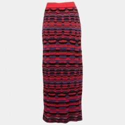 Pre Owned M Missoni Multicolor Patterned Knit Maxi Skirt M