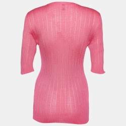 Pre Owned M Missoni Pink Knit V Neck Top M