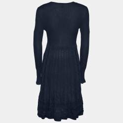 Pre Owned M Missoni Navy Blue Patterned Knit Midi Dress M