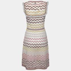 Pre Owned M Missoni Grey Patterned lurex Knit Sleeveless Sheer Mini Dress M