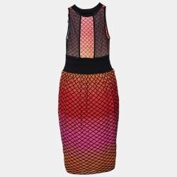 Pre Owned M Missoni Multicolor Patterned Knit Open Back Mini Dress M