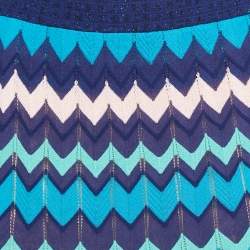Pre Owned M Missoni Blue Patterned Knit Maxi Skirt L