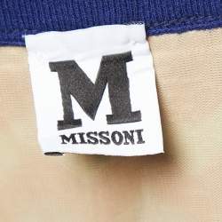 Pre Owned M Missoni Blue Patterned Knit Maxi Skirt L