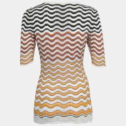 Pre Owned M Missoni Multicolor Patterned Knit Half Sleeve T-Shirt L