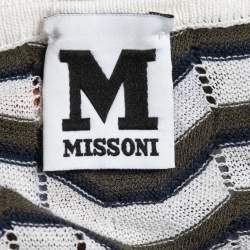 Pre Owned M Missoni Multicolor Patterned Knit Half Sleeve T-Shirt L
