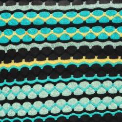 Pre Owned M Missoni Green/Multicolor Patterned Knit Midi Dress M