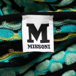 Pre Owned M Missoni Green/Multicolor Patterned Knit Midi Dress M