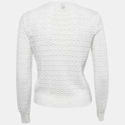 Pre Owned M Missoni White Patterned Knit Button Front Cardigan M