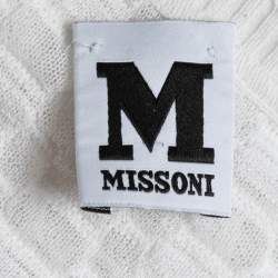 Pre Owned M Missoni White Patterned Knit Button Front Cardigan M
