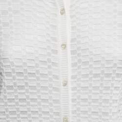 Pre Owned M Missoni White Patterned Knit Button Front Cardigan M