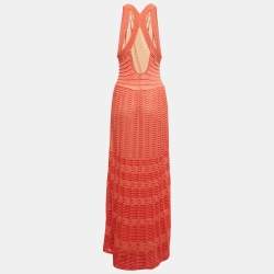 مملوكة مسبقًا M Missoni Orange Patterned Lurex Knit Sleeveless Maxi Dress M