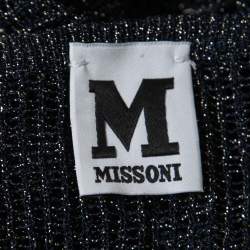 Pre Owned M Missoni Navy Blue Lurex Knit Kimono Sleeve Oversized Top S