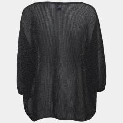Pre Owned M Missoni Navy Blue Lurex Knit Kimono Sleeve Oversized Top S