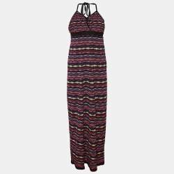 Pre Owned M Missoni Multicolor Lurex Knit Halter Neck Maxi Dress L