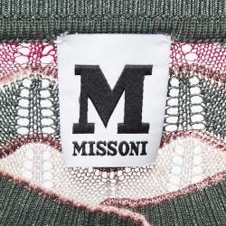 Pre Owned M Missoni Multicolor Patterned Knit Button Front Cropped Cardigan M