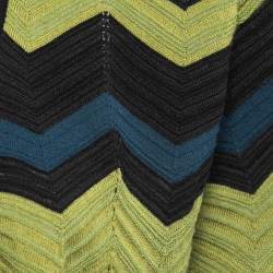 Pre Owned M Missoni Multicolor Patterned Knit Open Front Cardigan L