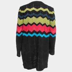 Pre Owned M Missoni Multicolor Patterned Knit Open Front Cardigan L