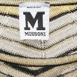 Pre Owned M Missoni Pale Yellow Lurex Chevron Knit Sleeveless Dress M