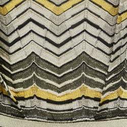 Pre Owned M Missoni Pale Yellow Lurex Chevron Knit Sleeveless Dress M