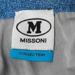 Pre Owned M Missoni Collection Blue/Multicolor Patterned Lurex Knit Sleeveless Maxi Dress M