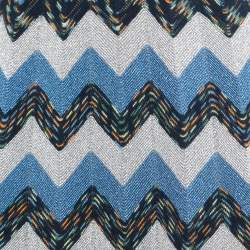 Pre Owned M Missoni Collection Blue/Multicolor Patterned Lurex Knit Sleeveless Maxi Dress M
