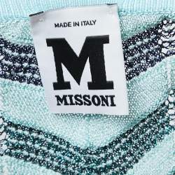 Pre Owned M Missoni Blue Patterned Lurex Knit Rope Strappy Top S