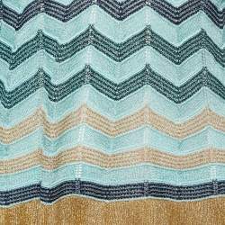 Pre Owned M Missoni Blue Patterned Lurex Knit Rope Strappy Top S