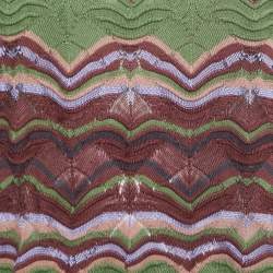 مملوكة مسبقًا M Missoni Multicolor Patterned Perforated Knit Crew Neck Sweater L