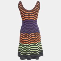 Pre Owned M Missoni Multicolor Patterned Knit Sleeveless Flared Short Dress S