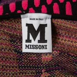 Pre Owned M Missoni Multicolor Patterned Stretch Knit Paneled One Shoulder Flared Short Dress M