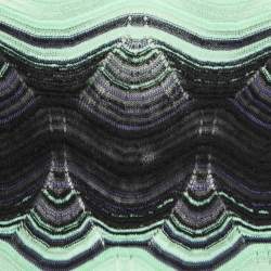 Pre Owned M Missoni Green/Black Patterned Knit Mock Neck Top M