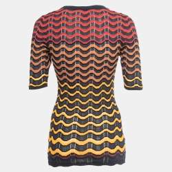 Pre Owned M Missoni Multicolor Patterned Knit Crew Neck Half Sleeve Top M