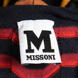 Pre Owned M Missoni Multicolor Patterned Knit Crew Neck Half Sleeve Top M