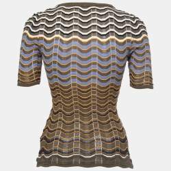 Pre Owned M Missoni Multicolor Patterned Knit Crew Neck Half Sleeve Top S