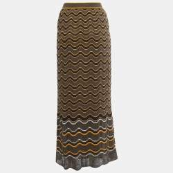 Pre Owned M Missoni Military Green Patterned Knit Maxi Skirt S