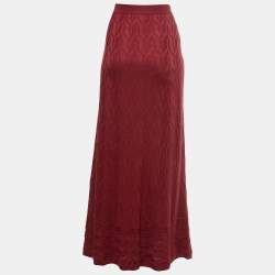 Pre Owned M Missoni Red Patterned Knit Maxi Skirt M