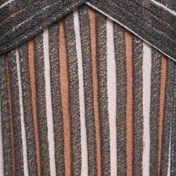 Pre Owned M Missoni Multicolor Striped Lurex Knit Draped Midi Dress L