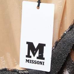 Pre Owned M Missoni Multicolor Striped Lurex Knit Draped Midi Dress L