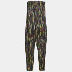 Pre Owned M Missoni Multicolor Printed Cotton Strapless Tie Detail Zip Front Jumpsuit M
