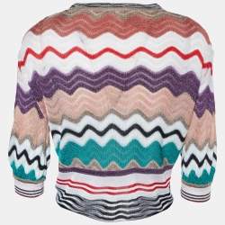 Pre Owned Missoni Multicolor Lurex Knit Button front Cropped Cardigan M