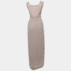 Pre Owned M Missoni Beige Patterned Lurex Knit Sleeveless Maxi Dress M
