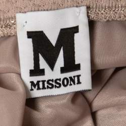 Pre Owned M Missoni Beige Patterned Lurex Knit Sleeveless Maxi Dress M