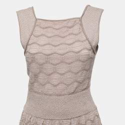 Pre Owned M Missoni Beige Patterned Lurex Knit Sleeveless Maxi Dress M